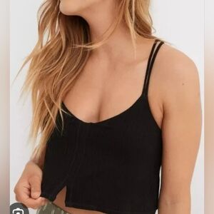 Aerie Black Double Strap Camisole EUC Large
